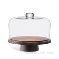 round hand Blown Glass dome and walnut stand